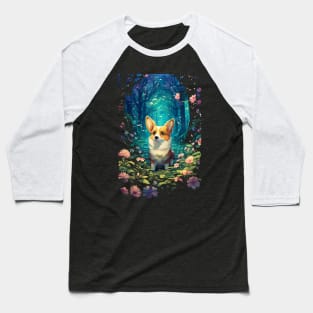 Corgi In Magical Forest Baseball T-Shirt